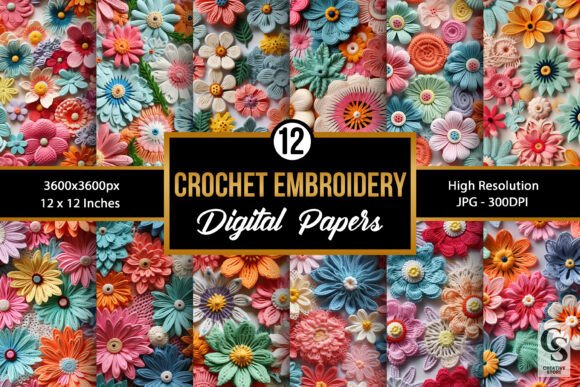 Review: Crochet Flowers Embroidery Digital Paper