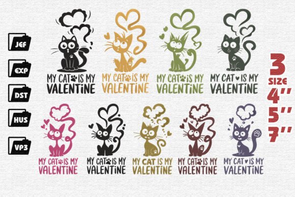 Review: Set of 9 Cat Valentine Embroidery for Holiday Shops