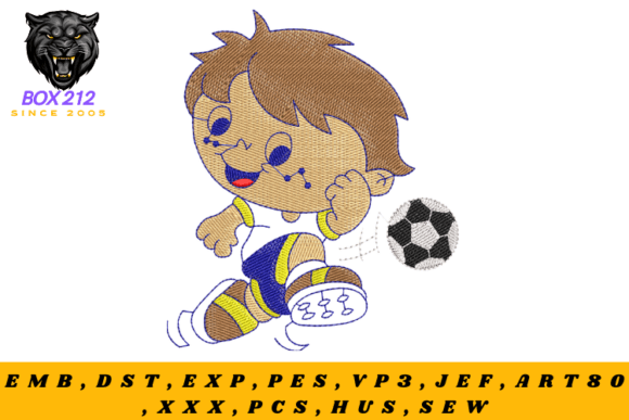Reviewing Boy with Ball Embroidery Design